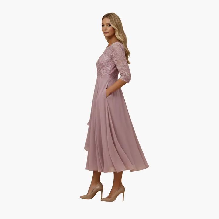 Women’s Round Neck High Waist Midi Dress