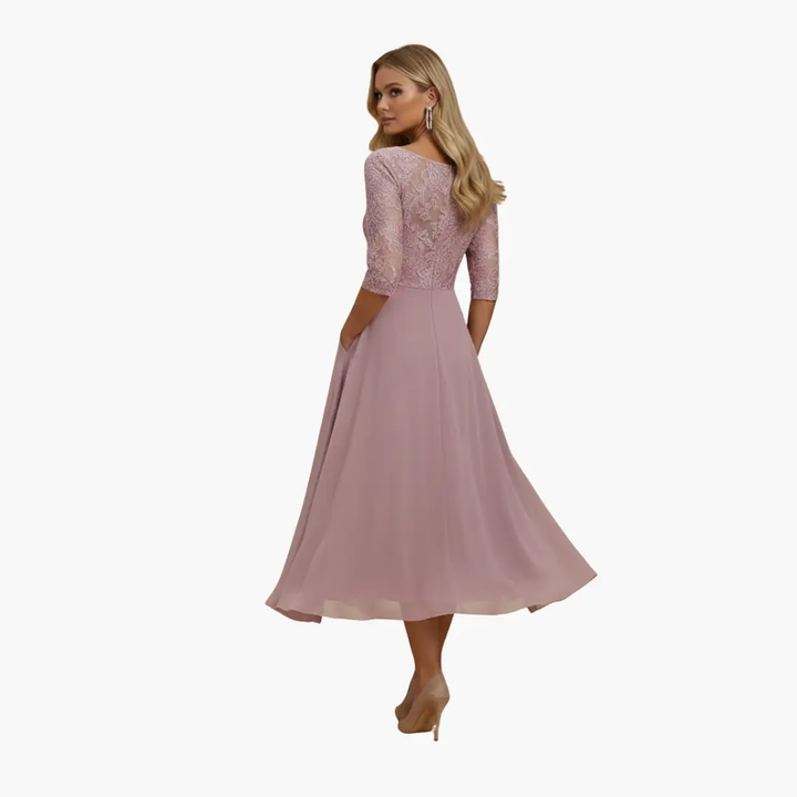 Women’s Round Neck High Waist Midi Dress