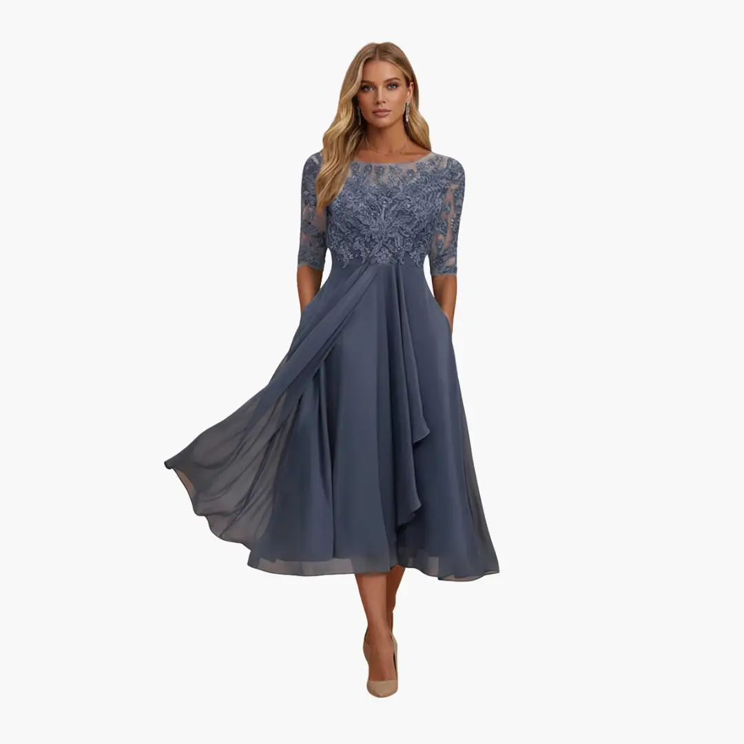 Women’s Round Neck High Waist Midi Dress